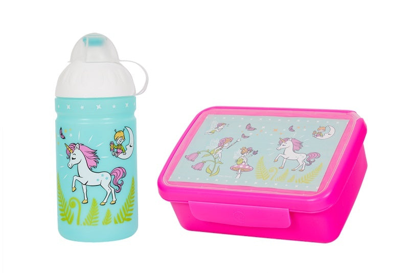 ZDRAVÁ LAHEV® SET ZDRAVÁ LAHEV A ZDRAVÁ SVÁČA svačinový box a lahev 0,5l Jednorožec a víly