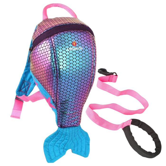 LittleLife Dětský batoh s bezpečnostním vodítkem Recycled mermaid 2 l