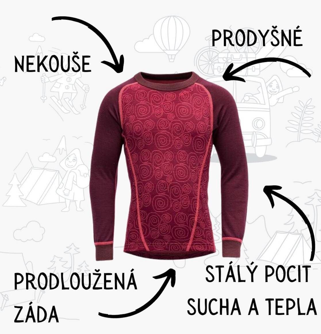 Devold Dětské funkční tričko s merinem Duo active s rolákem na zip port dlouhý rukáv