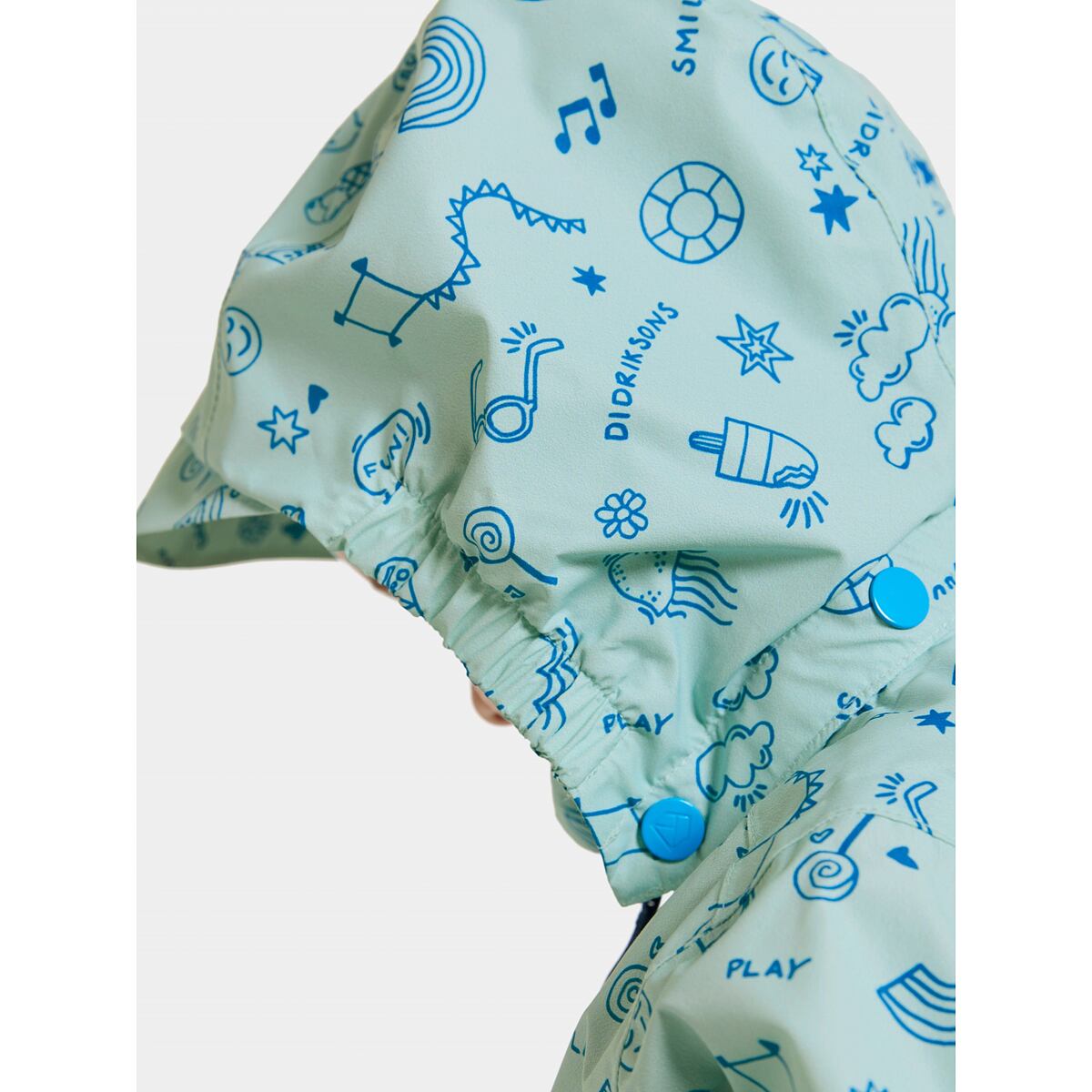 Didriksons Dětská nepromokavá bunda Norma doodle pale mint - ROSTOUCÍ