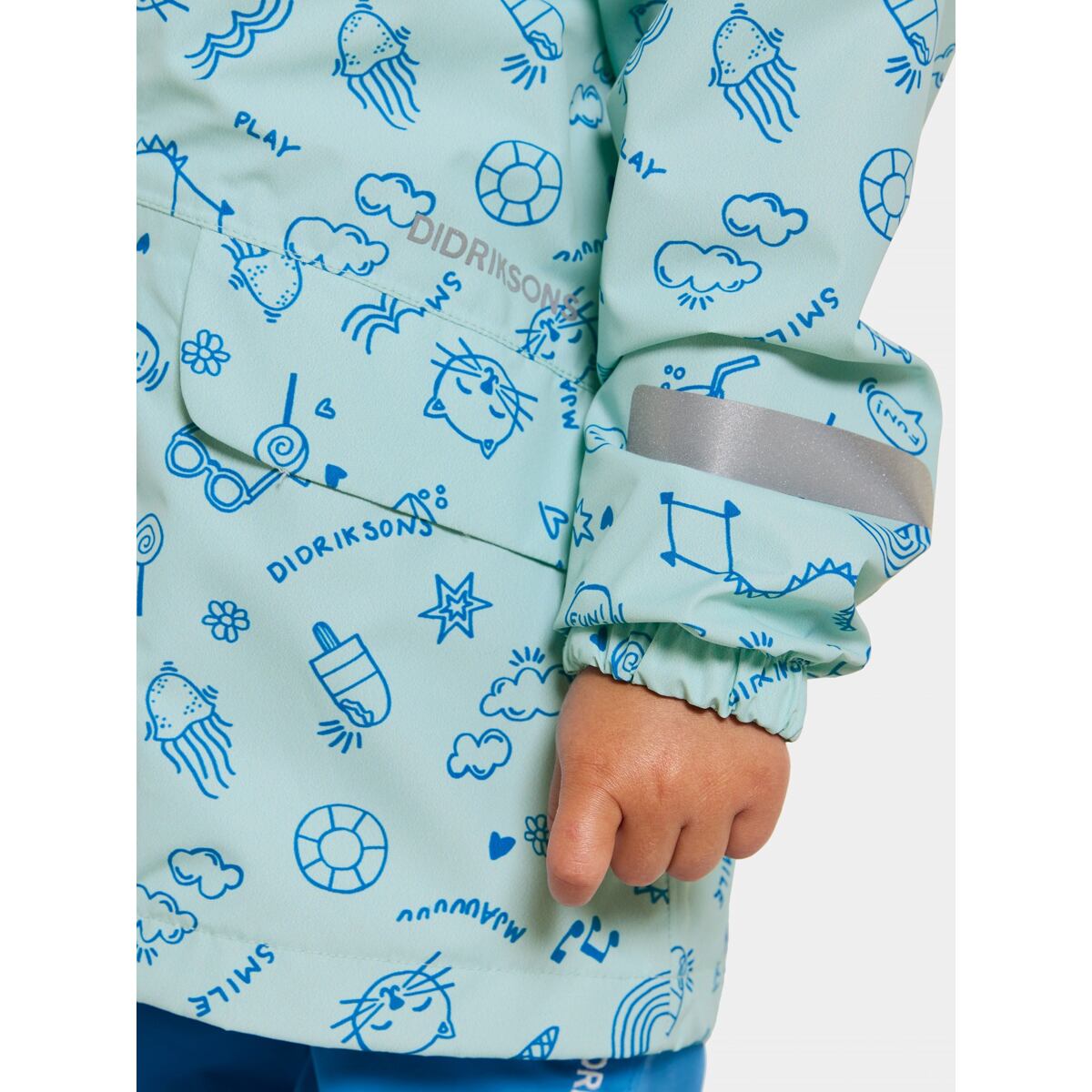 Didriksons Dětská nepromokavá bunda Norma doodle pale mint - ROSTOUCÍ
