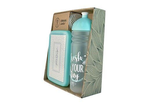 ZDRAVÁ LAHEV® SET ZDRAVÁ LAHEV A ZDRAVÁ SVÁČA svačinový box a lahev 0,7l Fresh tyrkysová