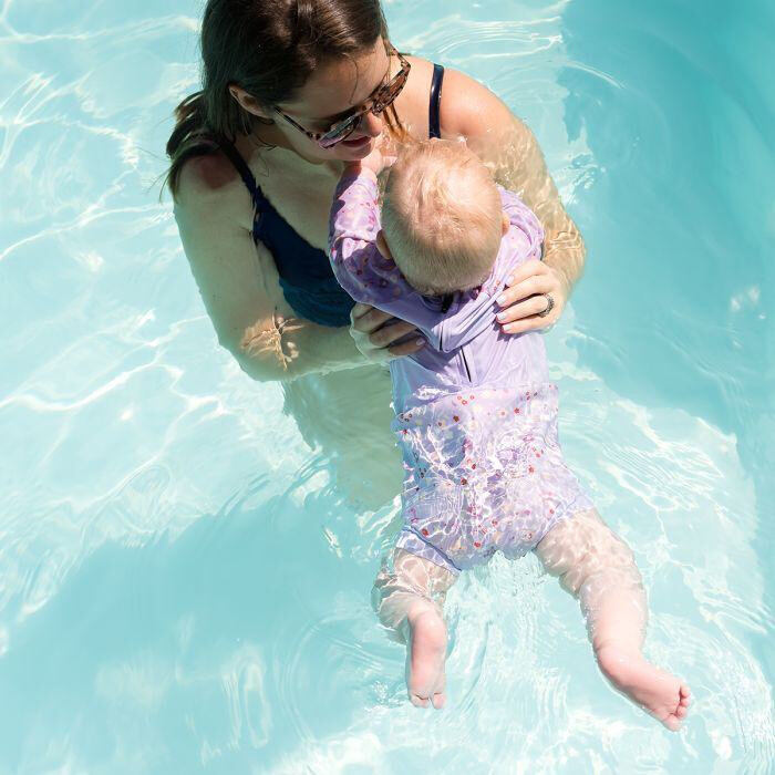 Splash About Dětské plavky/kostýmek Happy Nappy 3/4 rukáv Lilac Spring