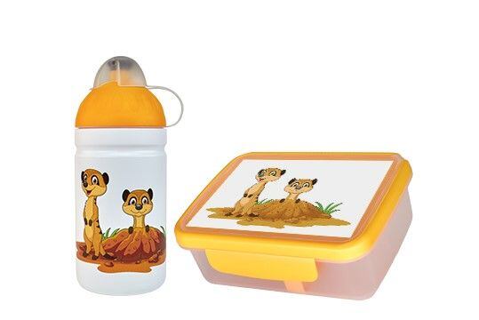 ZDRAVÁ LAHEV® SET ZDRAVÁ LAHEV A ZDRAVÁ SVÁČA svačinový box a lahev 0,5l Surikaty