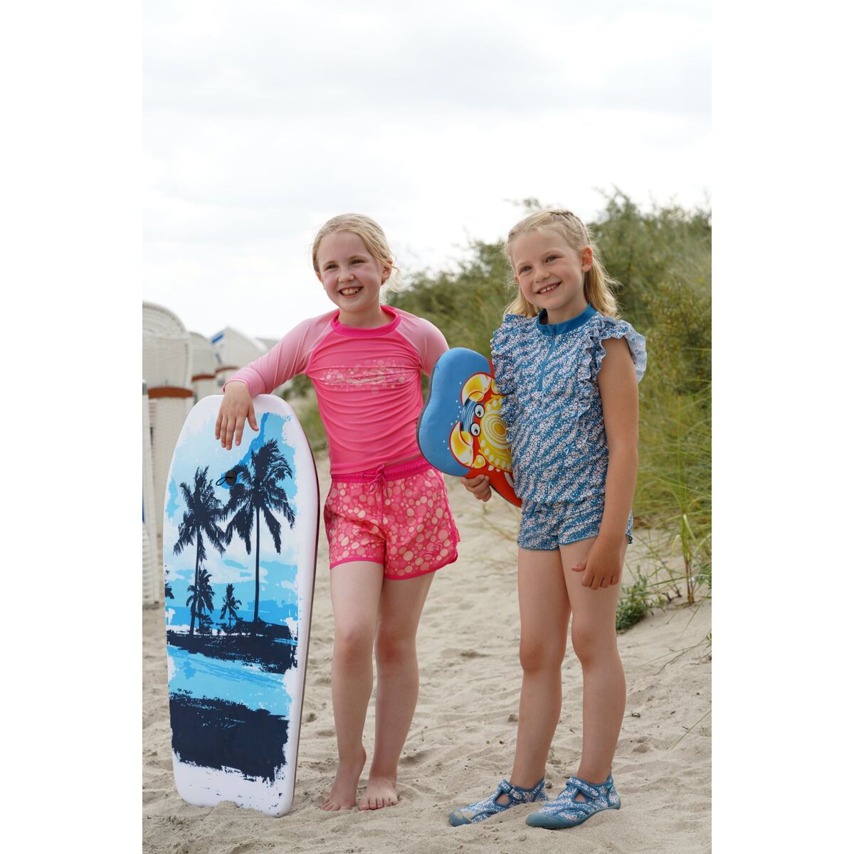 Playshoes Dívčí UV plavky Flowers petrol s nohavičkou