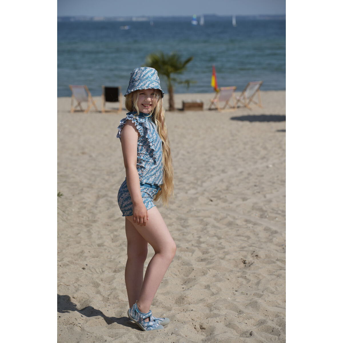 Playshoes Dětské UV tričko Flowers petrol - krátký rukáv