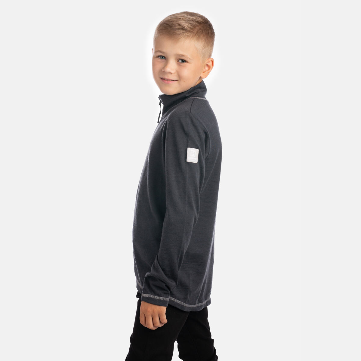 Huppa Dětská mikina s merinem Kalle dark gray