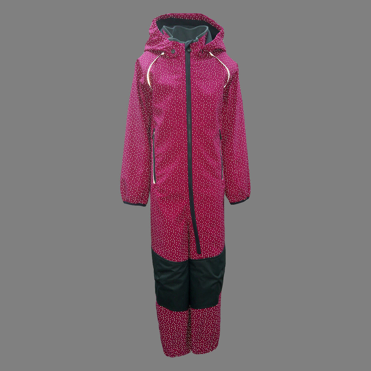 Huppa Dětská softshellová kombinéza Adal dark fuchsia/gray REFLEX s šedými koleny