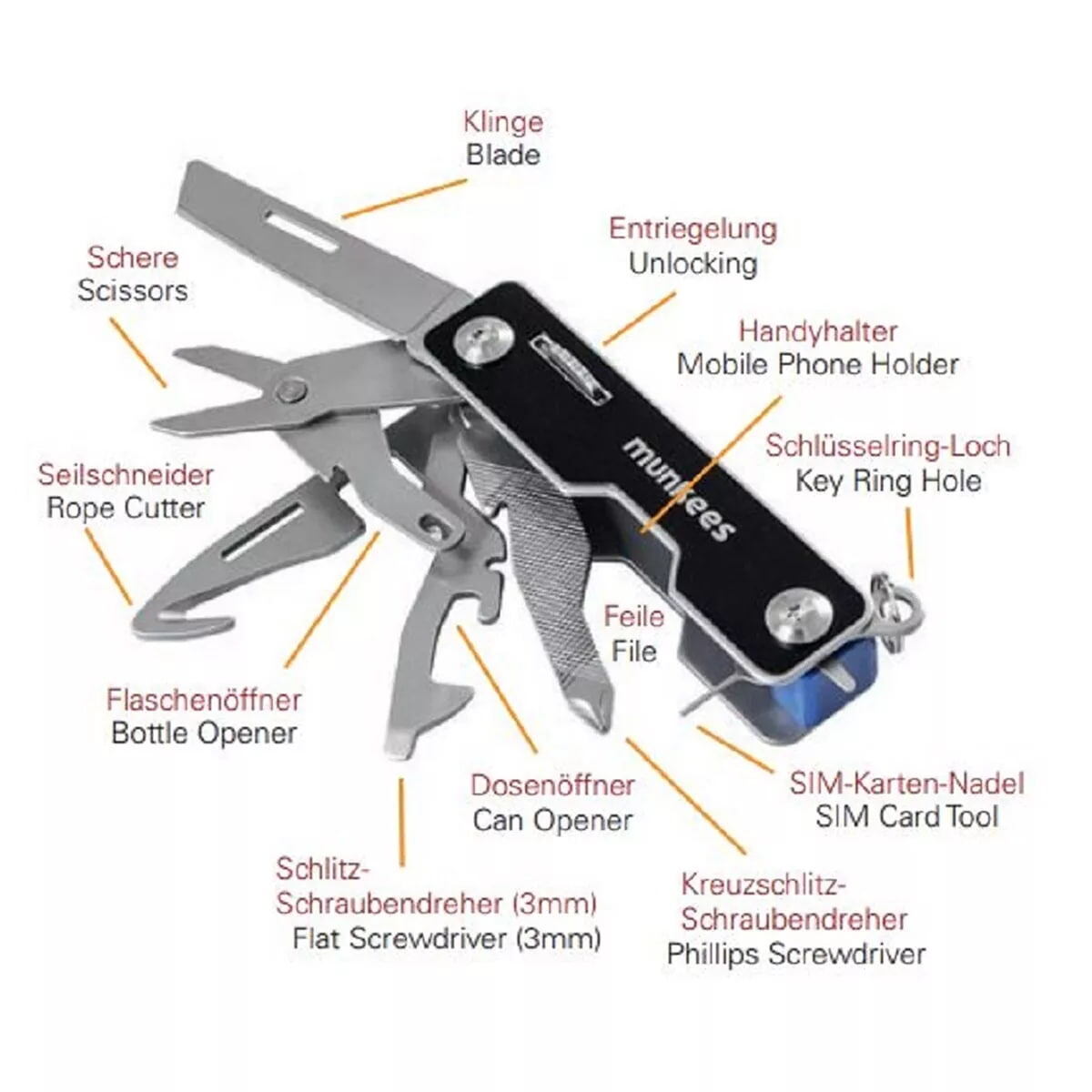 Munkees Multifunkční kapesní nůž Lock knife