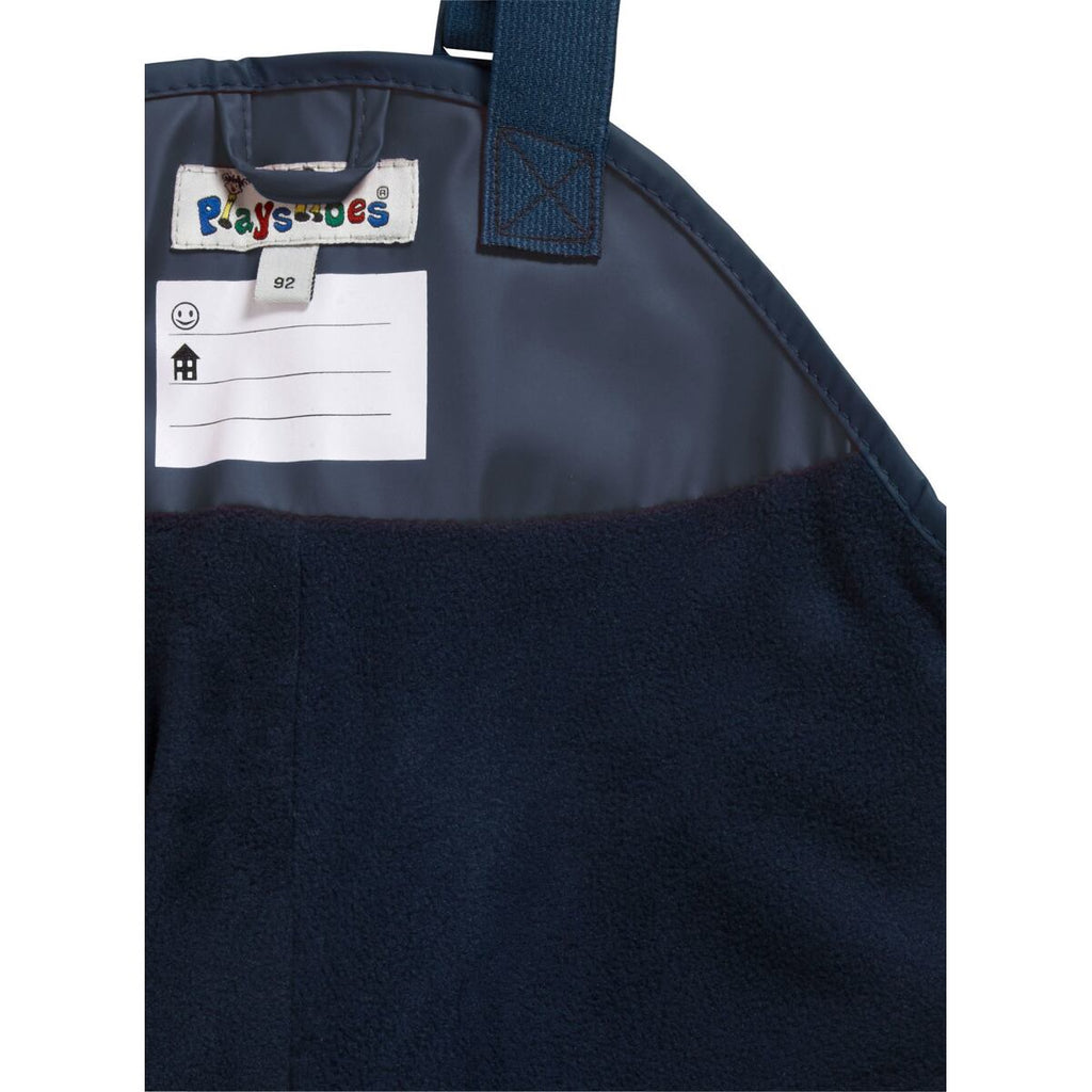 Playshoes Dětské kalhoty do deště s fleecem modré