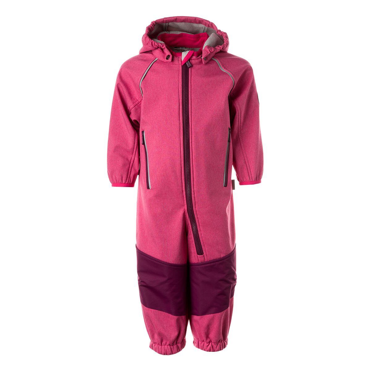 Huppa Dětská softshellová kombinéza Adal dark fuchsia/gray REFLEX s šedými koleny