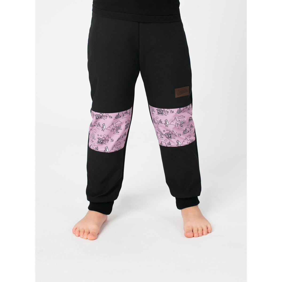 Promaledobrodruhy Dětské softshellové kalhoty bez zateplení black/pink