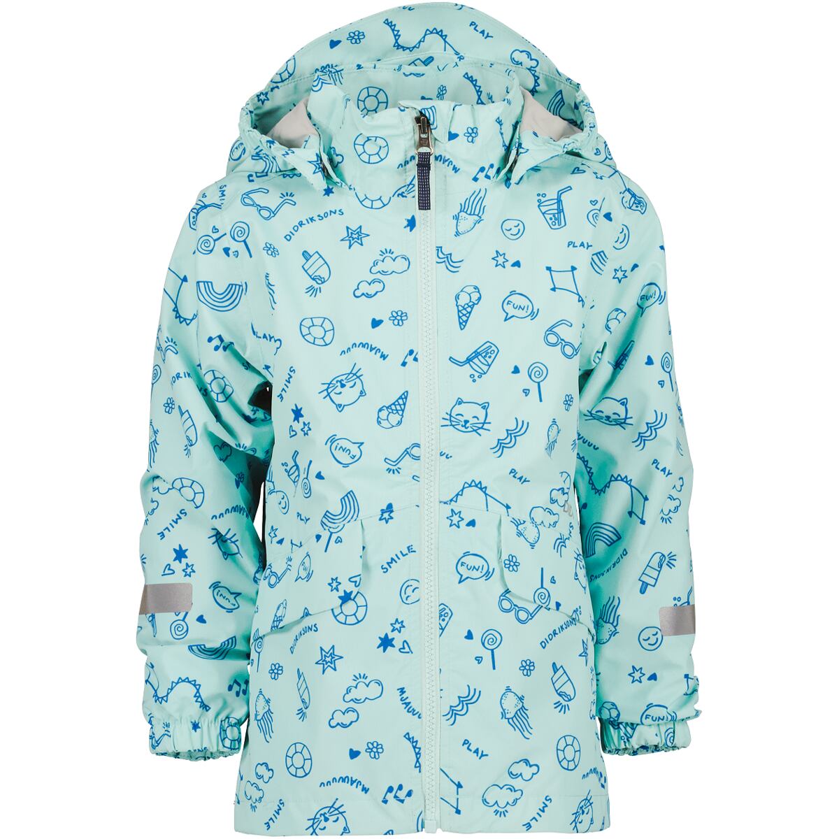 Didriksons Dětská nepromokavá bunda Norma doodle pale mint - ROSTOUCÍ