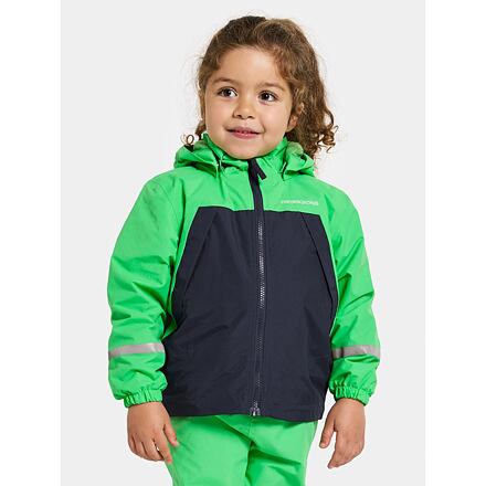 Didriksons Dětská nepromokavá bunda s fleecem Enso frog green - ROSTOUCÍ