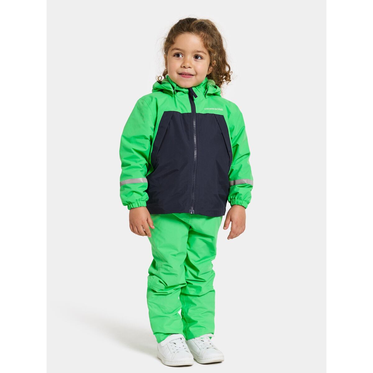 Didriksons Dětská nepromokavá bunda s fleecem Enso frog green - ROSTOUCÍ