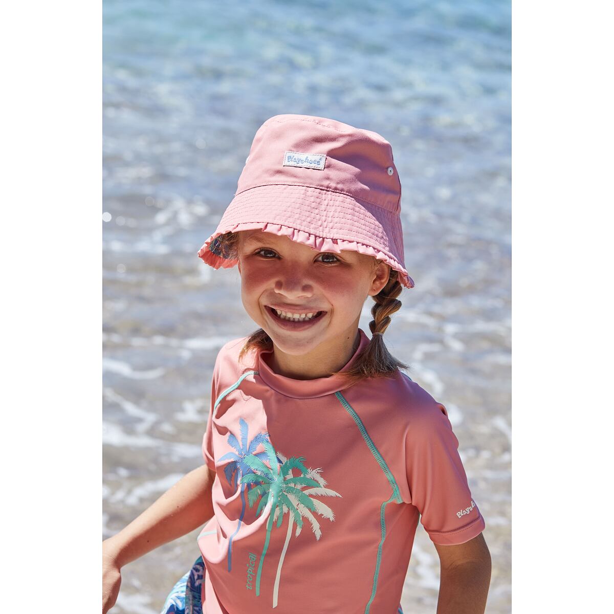 Playshoes Dětské UV tričko Palmy coral - krátký rukáv