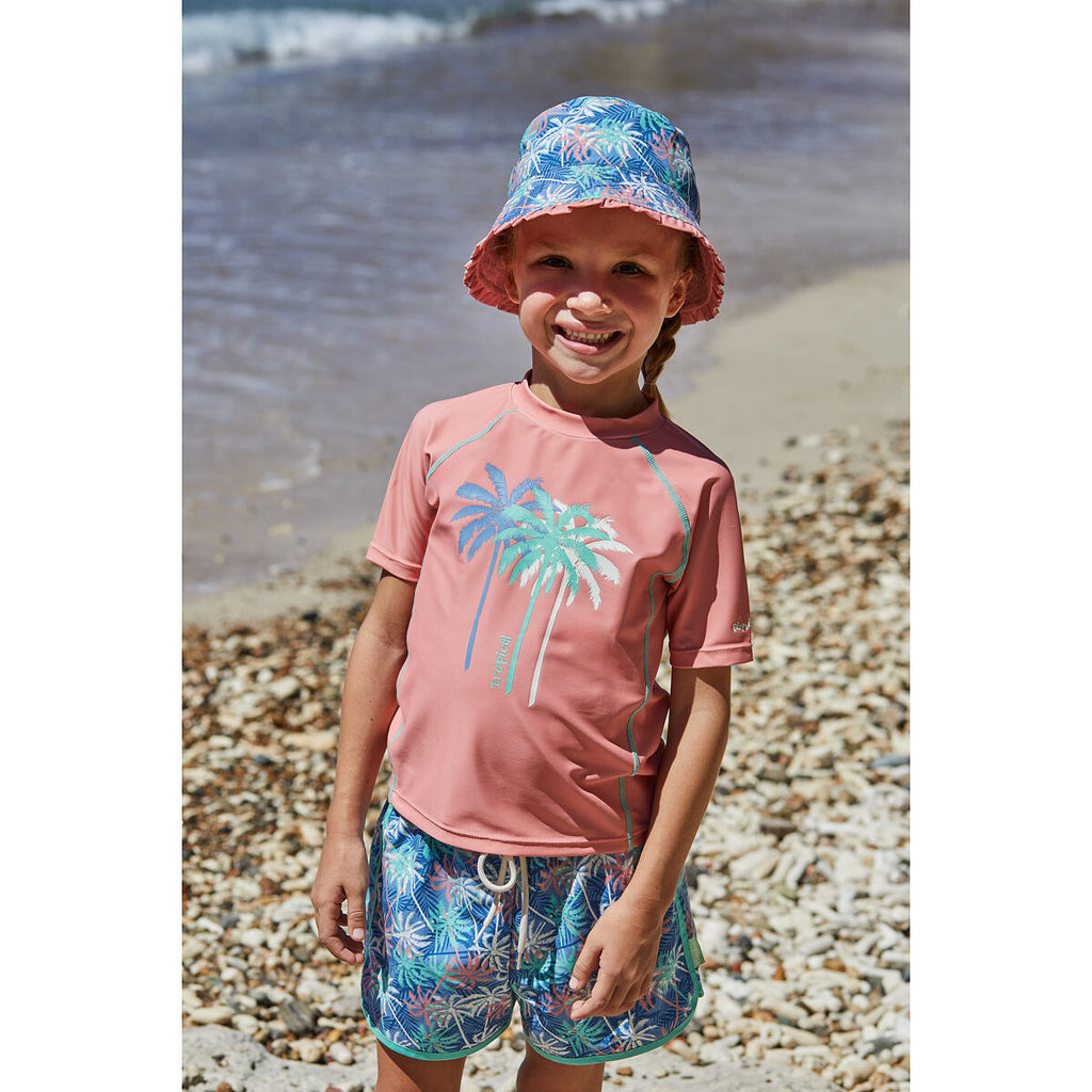 Playshoes Dětské UV tričko Palmy coral - krátký rukáv