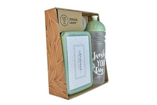 ZDRAVÁ LAHEV® SET ZDRAVÁ LAHEV A ZDRAVÁ SVÁČA svačinový box a lahev 0,7l Fresh olivová