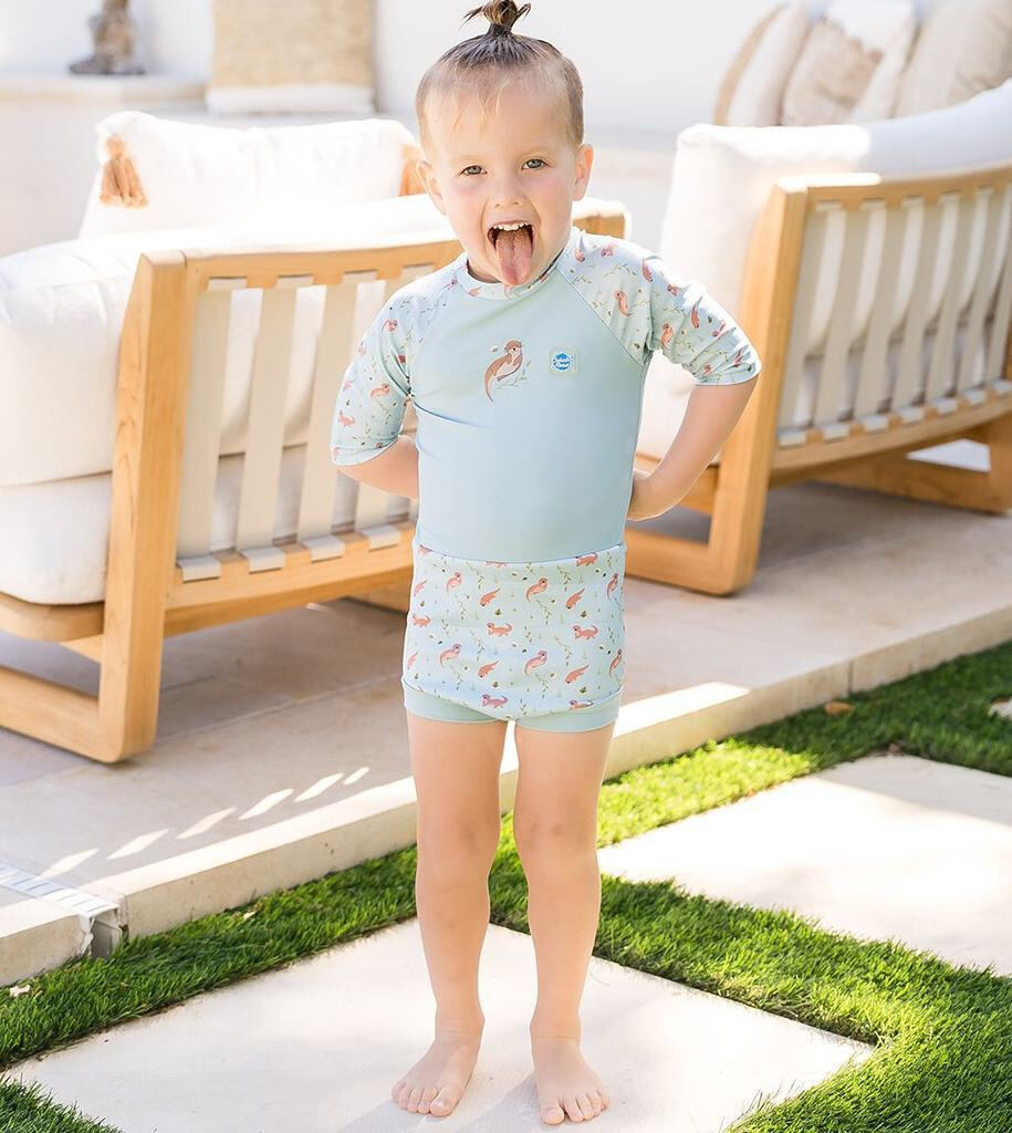 Splash About Dětské plavky/kostýmek Happy Nappy 3/4 rukáv Playful Otters