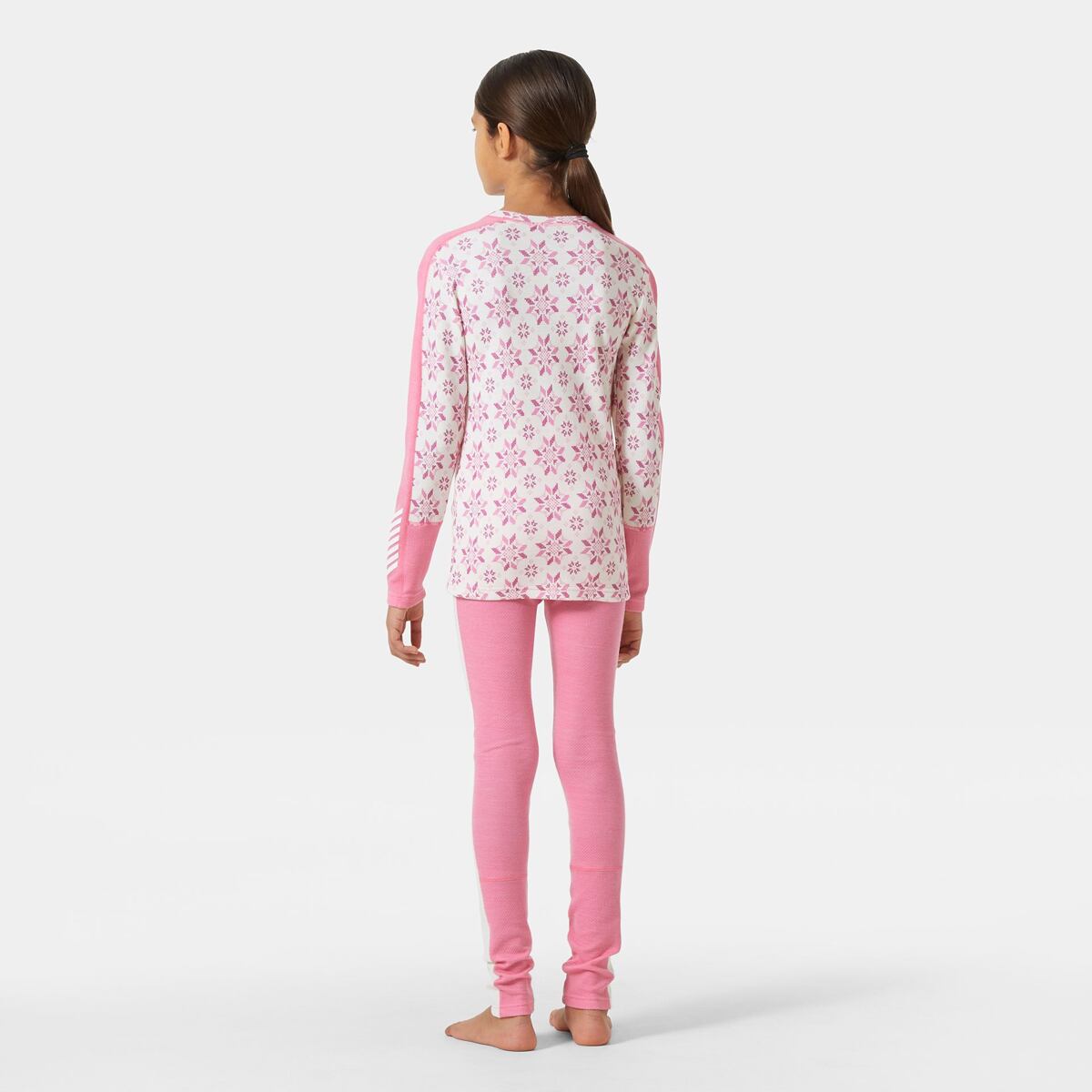 Helly Hansen Juniorské termoprádlo JR Graphic Lifa Merino set - sugar pink snowflake aop