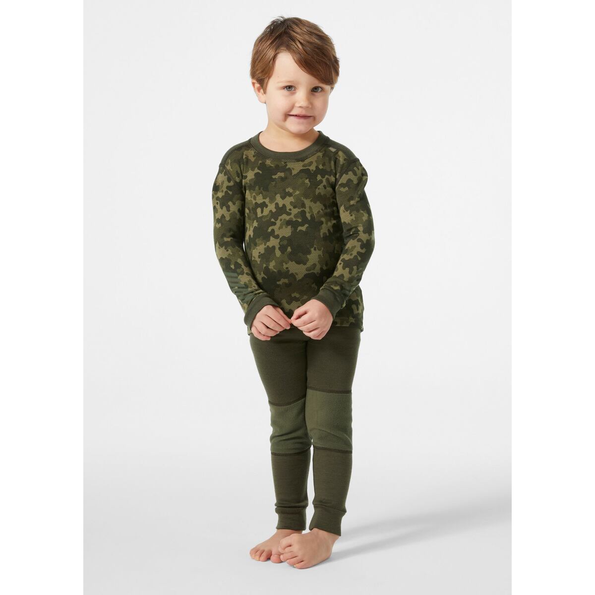 Helly Hansen Dětské termoprádlo Graphic LIFA® Merino Wool set - utility green camo