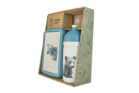 ZDRAVÁ LAHEV® SET ZDRAVÁ LAHEV A ZDRAVÁ SVÁČA svačinový box a lahev 0,5l Medvěd Kuba