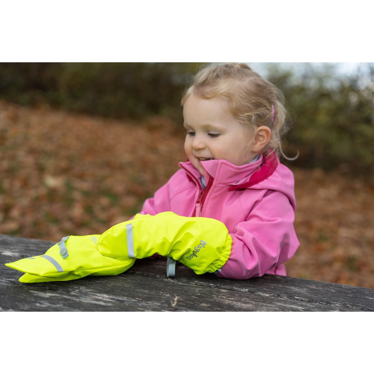 Playshoes Dětské zateplené rukavice do deště neonově žluté velikost rukavic