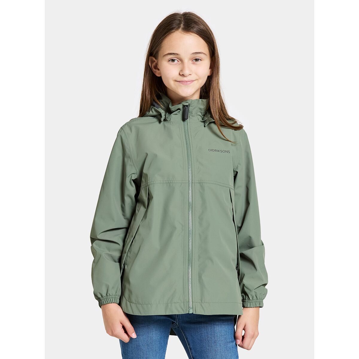 Didriksons Dětská nepromokavá bunda Meliss light moss - ROSTOUCÍ