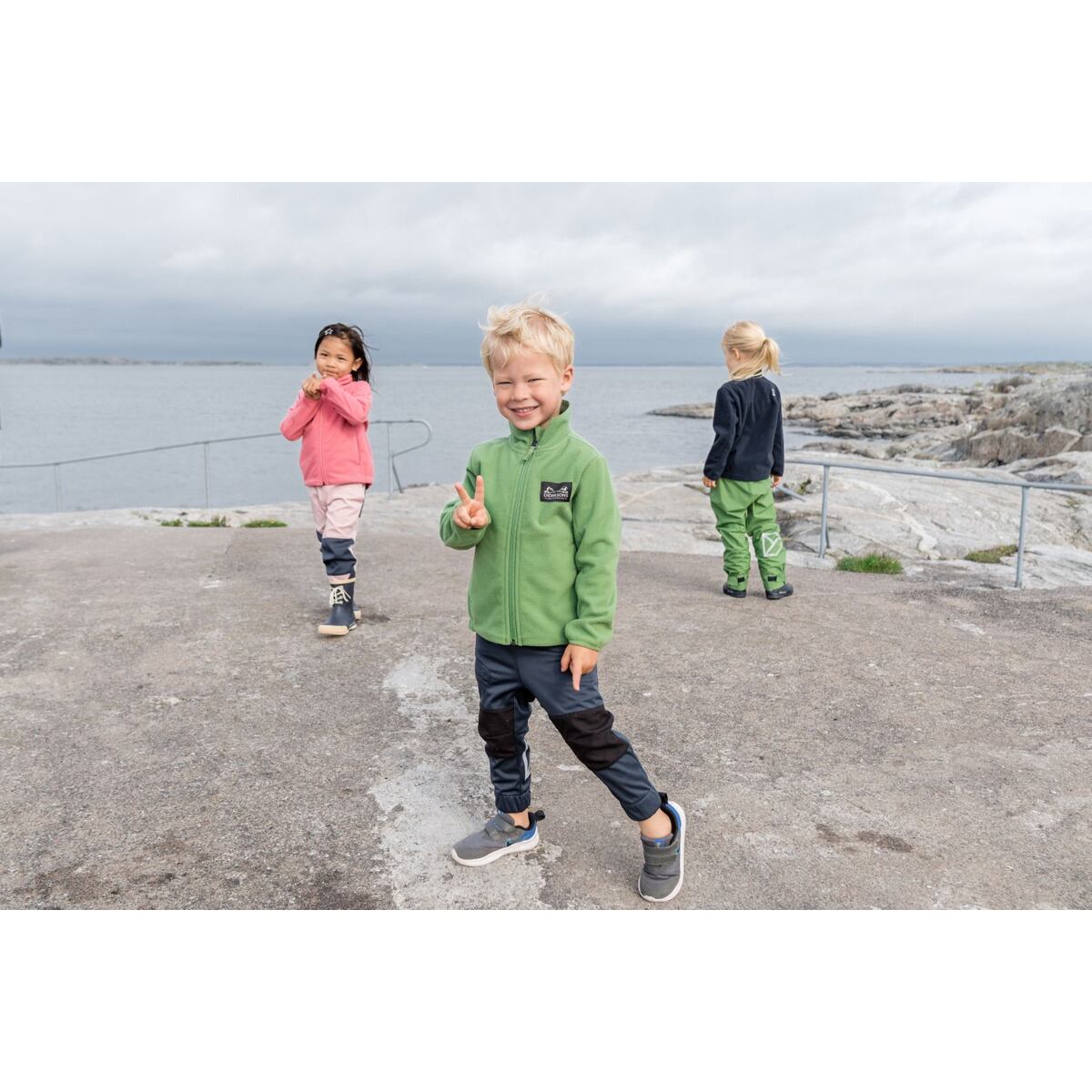 Didriksons Dětské nepromokavé kalhoty Avan algae green - ROSTOUCÍ