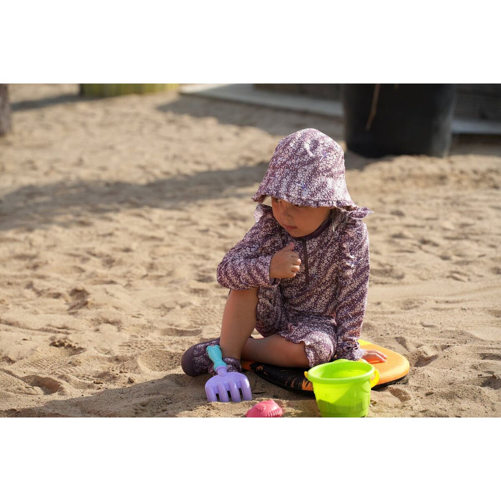 Playshoes Dětský UV klobouk Flowers oboustranný - violet