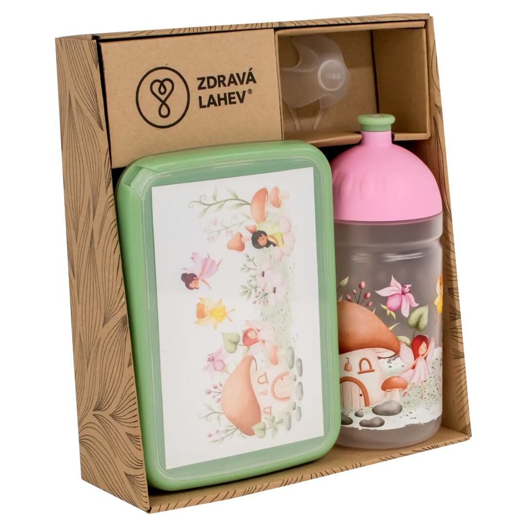 ZDRAVÁ LAHEV® SET ZDRAVÁ LAHEV A ZDRAVÁ SVÁČA svačinový box a lahev 0,5l Pohádkové víly