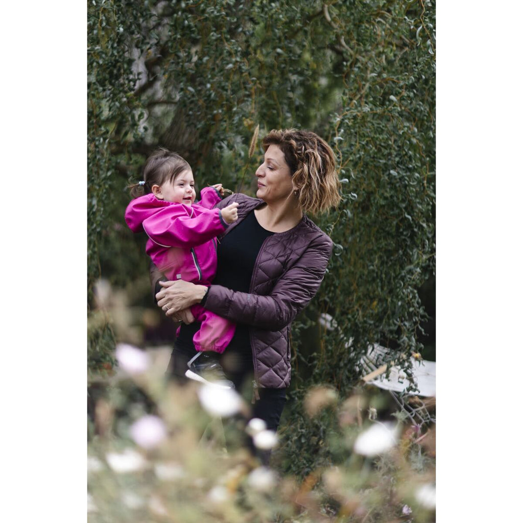 Huppa Dětská softshellová kombinéza Adal dark fuchsia/gray REFLEX s šedými koleny