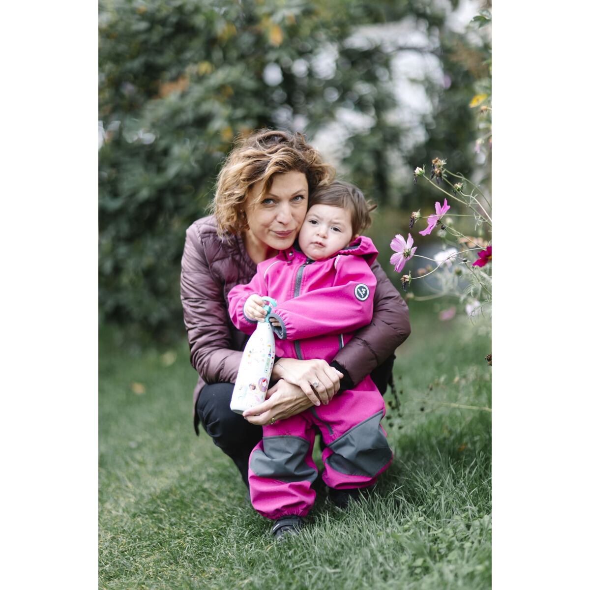 Huppa Dětská softshellová kombinéza Adal dark fuchsia/gray REFLEX s šedými koleny