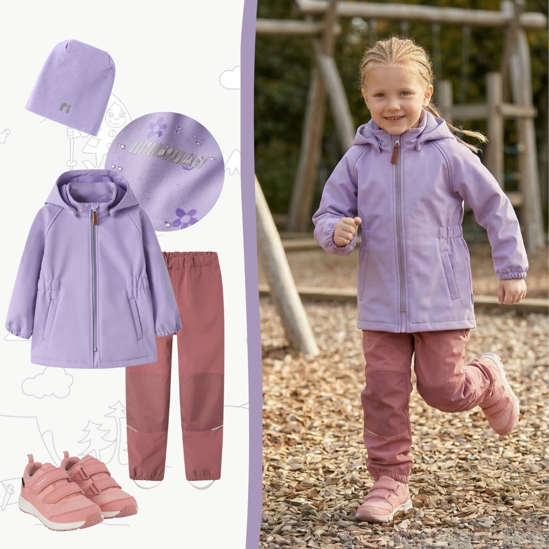 Dětský softshellový outfit Name It s magickým efektem - fialový